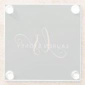 Modernes Schwarzes Gold Feminin Script Mit Monogra Glasuntersetzer (Rückseite)