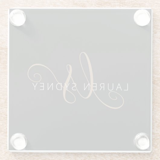 Modernes Schwarzes Gold Feminin Script Mit Monogra Glasuntersetzer (Rückseite)