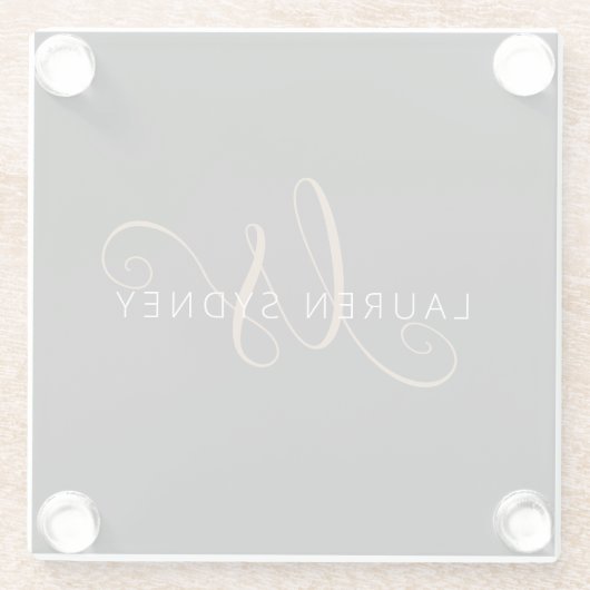 Modernes Schwarzes Gold Feminin Script Mit Monogra Glasuntersetzer (Rückseite)