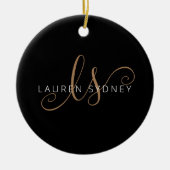 Modernes Schwarzes Gold Feminin Script Mit Monogra Keramik Ornament (Vorne)
