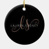 Modernes Schwarzes Gold Feminin Script Mit Monogra Keramik Ornament (Hinten)