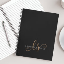 Modernes Schwarzes Gold Feminin Script Mit Monogra