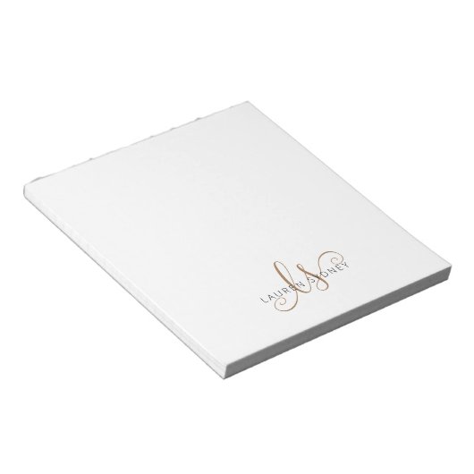 Modernes Schwarzes Gold Feminin Script Mit Monogra Notizblock (angewinkelt)