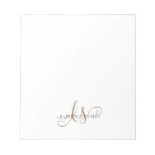 Modernes Schwarzes Gold Feminin Script Mit Monogra Notizblock (Vorderseite)