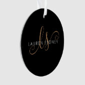 Modernes Schwarzes Gold Feminin Script Mit Monogra Ornament (Vorderseite)