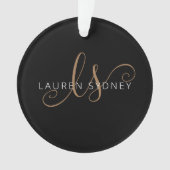Modernes Schwarzes Gold Feminin Script Mit Monogra Ornament (Vorderseite)