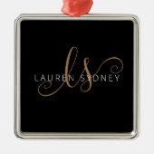 Modernes Schwarzes Gold Feminin Script Mit Monogra Ornament Aus Metall (Vorne)