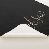 Modernes Schwarzes Gold Feminin Script Mit Monogra Sherpadecke (3/4)