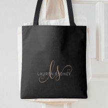 Modernes Schwarzes Gold Feminin Script Mit Monogra