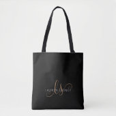 Modernes Schwarzes Gold Feminin Script Mit Monogra Tasche (Vorderseite)