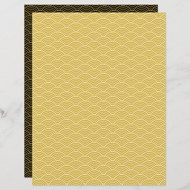 Modernes Schwarzes Gold Geometrisches Muster (Vorne/Hinten)