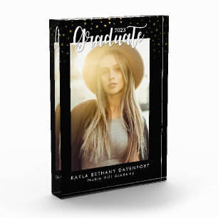 Modernes schwarzes Gold hat Abschluss-Andenken in Fotoblock