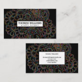 Modernes Schwarzes Gold Henna Blumenmuster Visitenkarte (Vorne/Hinten)