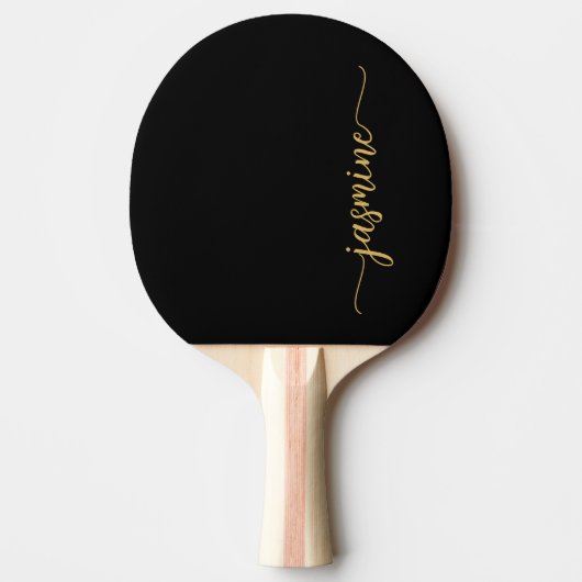 Modernes Schwarzes Gold Individuelle Name Signatur Tischtennis Schläger (Vorderseite)