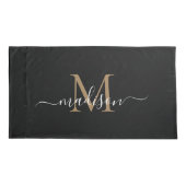 Modernes Schwarzes Gold Klassisches Monogramm Femi Kissenbezug (Rückseite-Links)
