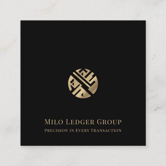 Modernes Schwarzes Gold-Logo Quadratische Visitenkarte (Vorderseite)