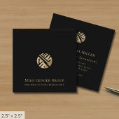 Modernes Schwarzes Gold-Logo Quadratische Visitenkarte