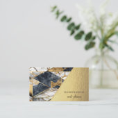 Modernes Schwarzes Gold-Marmor Geometrisch Visitenkarte (Stehend Vorderseite)