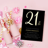 Modernes schwarzes Gold minimalistisch stilvoll 21 Folieneinladung
