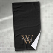 Modernes Schwarzes Gold Monogram Eleganter Skriptn Handtuch