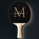 Modernes Schwarzes Gold Monogram Eleganter Skriptn Tischtennis Schläger<br><div class="desc">Moderne Black Gold Monogram Elegante Script Name Ping Pong Paddle Paddel</div>