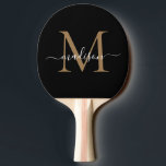 Modernes Schwarzes Gold Monogram Eleganter Skriptn Tischtennis Schläger<br><div class="desc">Moderne Black Gold Monogram Elegante Script Name Ping Pong Paddle Paddel</div>