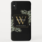 Modernes Schwarzes Gold Monogram Elegantes Grün Case-Mate iPhone Hülle (Rückseite)