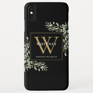 Modernes Schwarzes Gold Monogram Elegantes Grün Case-Mate iPhone Hülle