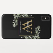 Modernes Schwarzes Gold Monogram Elegantes Grün Case-Mate iPhone Hülle (Rückseite (Horizontal))