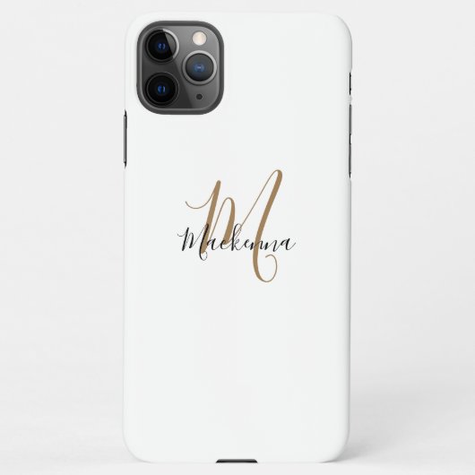 Modernes Schwarzes Gold Monogram Girl Script Name  iPhone Hülle (Rückseite)