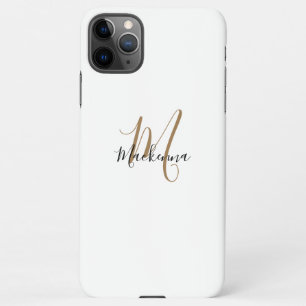 Modernes Schwarzes Gold Monogram Girl Script Name iPhone 11Pro Max Hülle