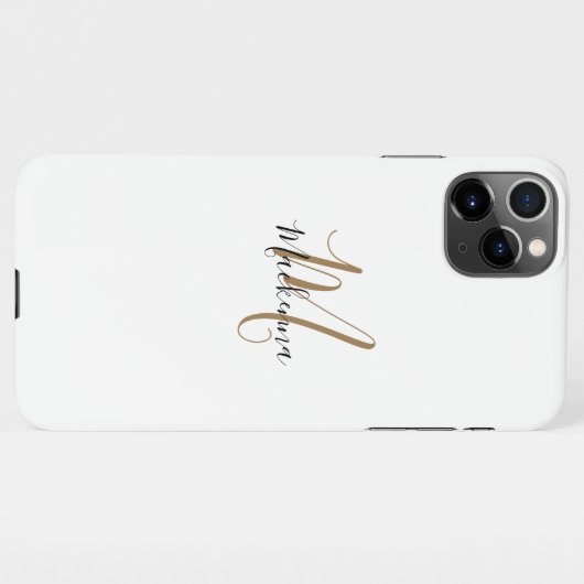 Modernes Schwarzes Gold Monogram Girl Script Name iPhone Hülle (Rückseite (Horizontal))