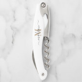 Modernes Schwarzes Gold Monogram Girl Script Name Kellnermesser (Rückseite)