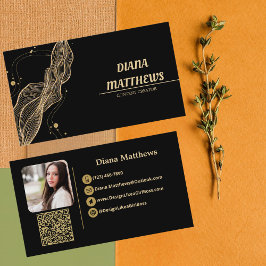 Modernes Schwarzes Gold, QR-Code Berufliches Foto Visitenkarte