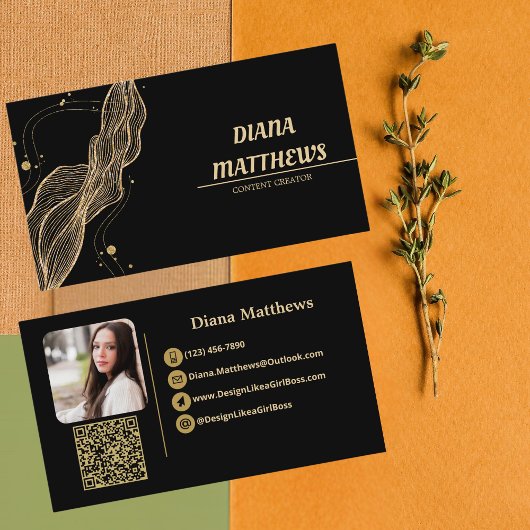 Modernes Schwarzes Gold, QR-Code Berufliches Foto Visitenkarte