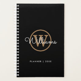 Modernes Schwarzes Gold-Script-Name Monogram-Plane Planer