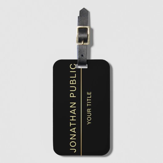 Modernes Schwarzes Gold Template Elegant Gepäckanhänger (Vorderseite Vertikal)