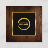 Modernes schwarzes goldfarbenes Holzmuster fügt Ih Quadratische Visitenkarte (Vorderseite)