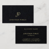 Modernes schwarzes Goldtext-Schriftart-Monogramm Visitenkarte (Vorne/Hinten)
