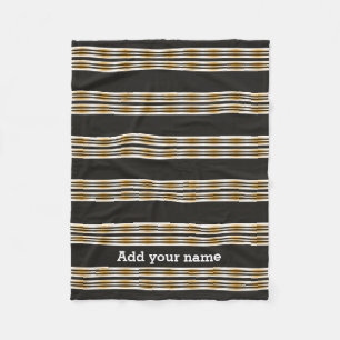 Modernes schwarzes Goldweiße Streifen Fleecedecke
