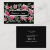Modernes schwarzes grafisches quadratisches Blumen Visitenkarte (Vorne/Hinten)