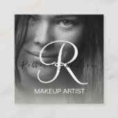 Modernes Schwarzes Haar Make-up Foto erster QR-Cod Quadratische Visitenkarte (Vorderseite)