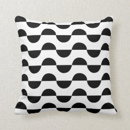 Modernes Schwarzes Halbkreis-Muster Kissen
