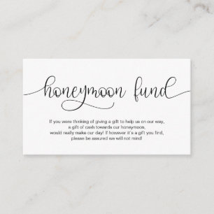 Modernes Schwarzes Handschrift Design, Flitterwoch Begleitkarte