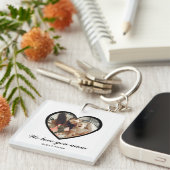 Modernes Schwarzes Herz Ein Foto Liebe Sie Mama Schlüsselanhänger (Vorderseite rechts)