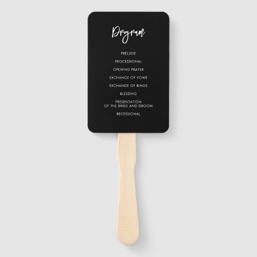 Modernes Schwarzes Hochzeitsprogramm Fächer (Rückseite)