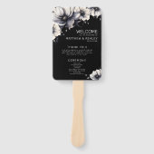 Modernes Schwarzes Hochzeitsprogramm für Blumenblu Fächer (Vorderseite)