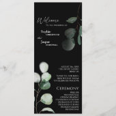 Modernes Schwarzes Hochzeitsprogramm im Grünen Programm (Vorderseite)