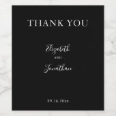 Modernes Schwarzes Hochzeitsskript mit Minimalisti Weinetikett (Einzelnes Label)