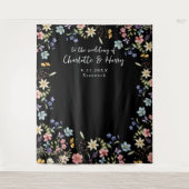 Modernes Schwarzes Hochzeitsszenario im Foto Wandteppich (Vorderseite)